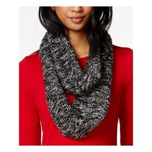 KENSIE Womens Black Acrylic Marled Knitted Infinity Scarf